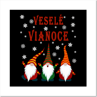 Gnomes Funny Pajama Cute Christmas Gift Slovakia Veselé Vianoce Posters and Art